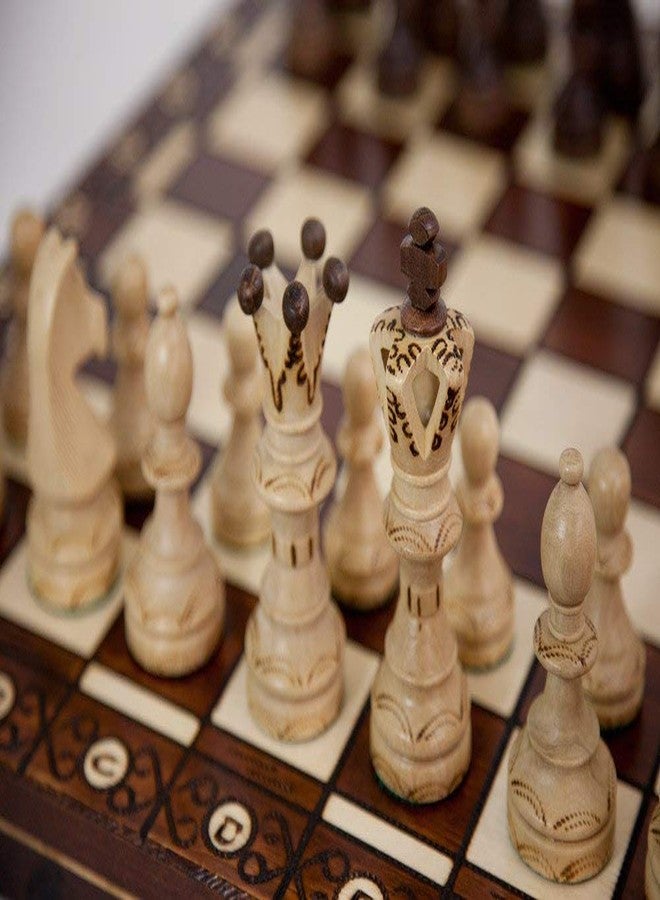 Wegiel Handmade European Ambassador Chess Set - Wooden 21 Inch Beech & Birch Board with Felt Base - Carved Hornbeam & Sycamore Wood Chess Pieces - Image 2
